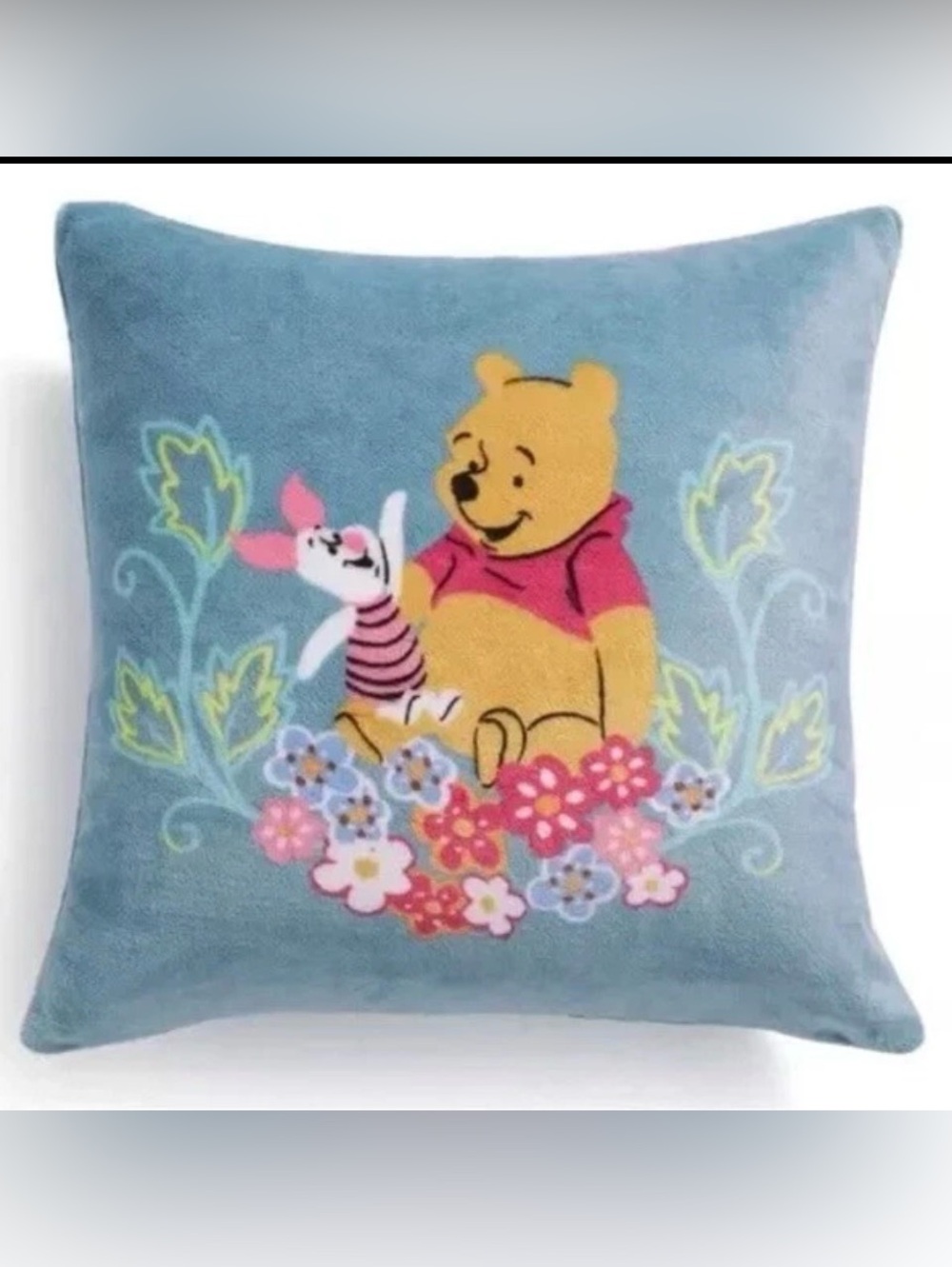 Blue Plush Kids Pillow with Piglet